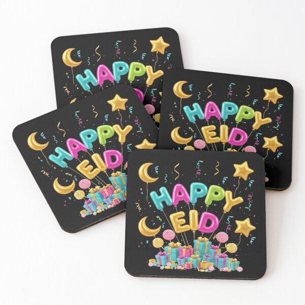 Item preview, Vibrant glossy "Happy Eid" Balloons, Gifts & Sweets Celebration designed and sold by D-Islamic.