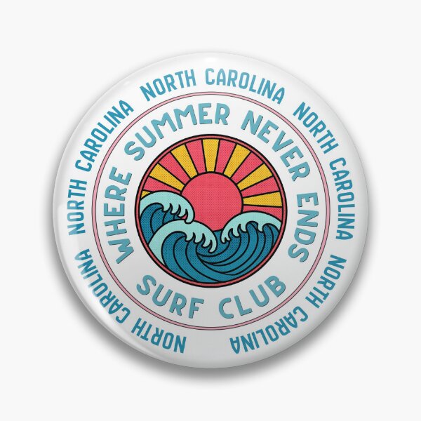 Item preview, North Carolina Surf Club Retro Sunset Wave Badge | Where Summer Never Ends designed and sold by DonnaRaine.