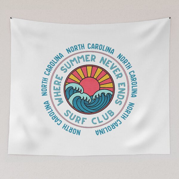 Item preview, North Carolina Surf Club Retro Sunset Wave Badge | Where Summer Never Ends designed and sold by DonnaRaine.