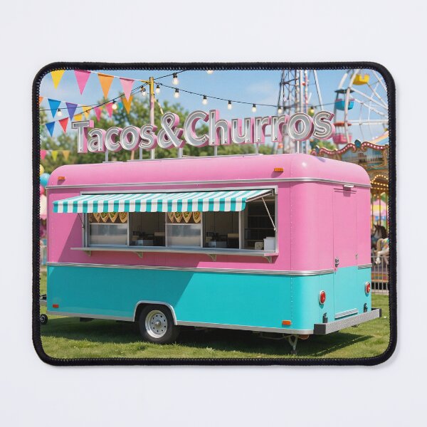 Item preview, Pink and Turquoise Tacos & Churros Food Trailer at Summer Carnival | Ferris Wheel and Carousel Fairground designed and sold by Ela Art Space .