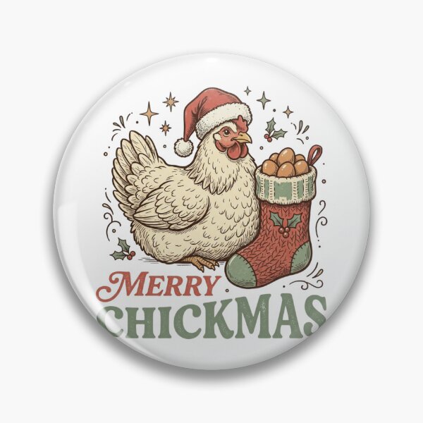 Item preview, Merry Chickmas Santa Hat Hen with Farm Fresh Eggs Stocking Christmas designed and sold by raedattia.