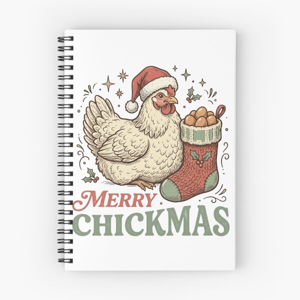 Item preview, Merry Chickmas Santa Hat Hen with Farm Fresh Eggs Stocking Christmas designed and sold by raedattia.