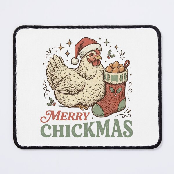 Item preview, Merry Chickmas Santa Hat Hen with Farm Fresh Eggs Stocking Christmas designed and sold by raedattia.