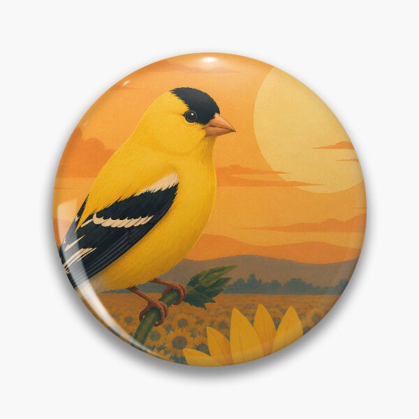 Item preview, American Goldfinch on Sunflower - Summer Birdwatching Art designed and sold by Neurospicy Trolls.