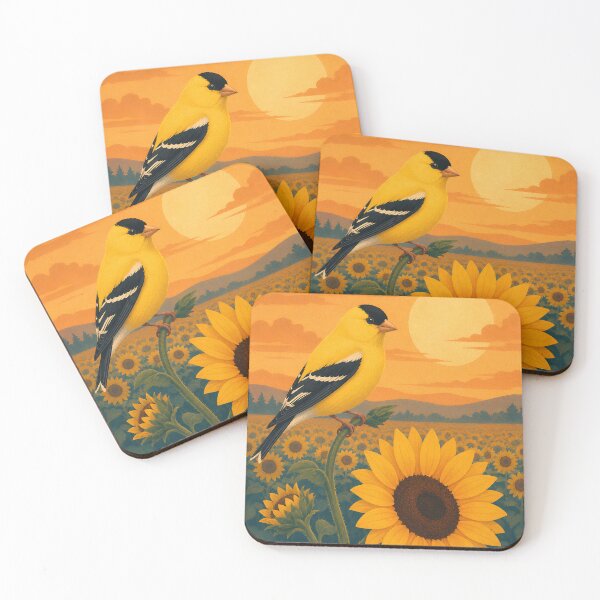 Item preview, American Goldfinch on Sunflower - Summer Birdwatching Art designed and sold by Neurospicy Trolls.