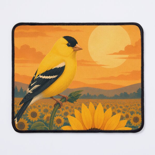 Item preview, American Goldfinch on Sunflower - Summer Birdwatching Art designed and sold by Neurospicy Trolls.