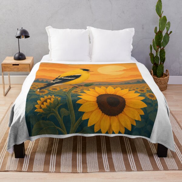 Item preview, American Goldfinch on Sunflower - Summer Birdwatching Art designed and sold by Neurospicy Trolls.