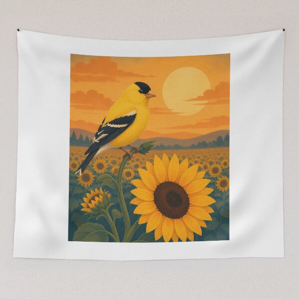 Item preview, American Goldfinch on Sunflower - Summer Birdwatching Art designed and sold by Neurospicy Trolls.