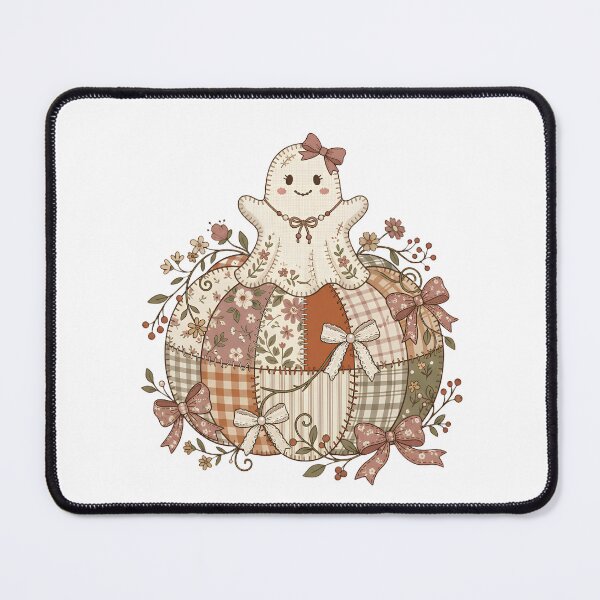Item preview, Cute Cottagecore Patchwork Ghost on Floral Pumpkin designed and sold by abdelski.