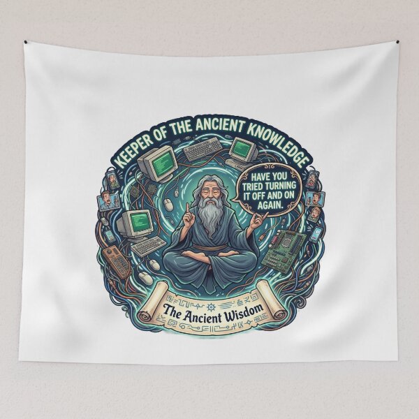 Item preview, IT Support Ancient Wisdom Turning Off On Funny Tech Humor designed and sold by LunaMarkos.