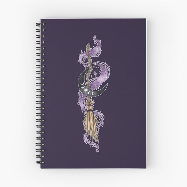 Item preview, Witch Besom Broom Crescent Moon Magic Watercolor designed and sold by esmavart.