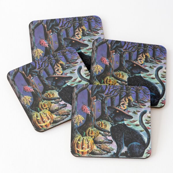 Item preview, Black Cat in a Haunted Pumpkin Forest designed and sold by ivelinaart.