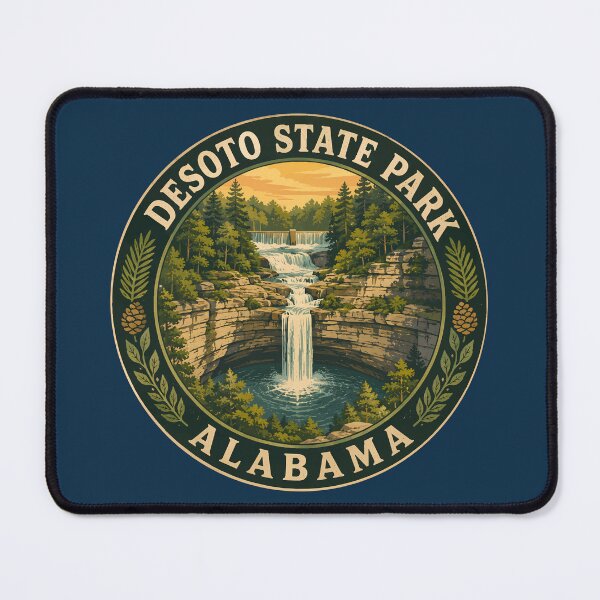 Item preview, DeSoto State Park Alabama Illustration Travel Art Badge designed and sold by KrisSidDesigns.