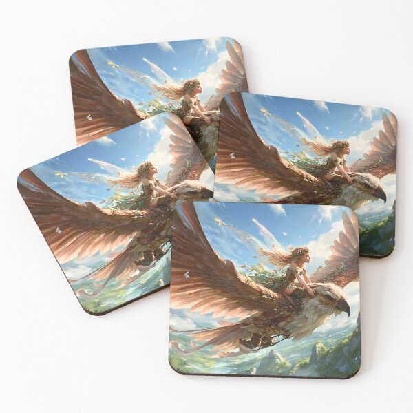 Item preview, Enchanted Fairy Riding Majestic Eagle designed and sold by Storybook Botanica.