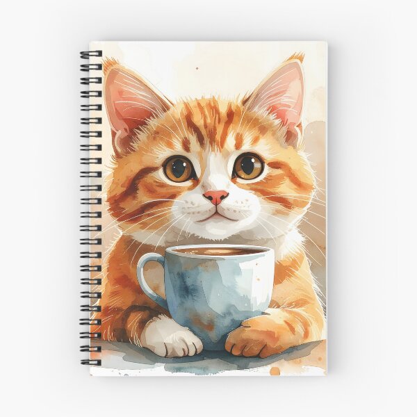 Item preview, Cozy Cat Holding Warm Coffee Mug Watercolor designed and sold by BetweenForms.
