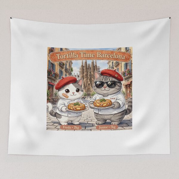 Item preview, Freda and Junior Tortilla Time Barcelona - Kawaii Chef Cats Spain designed and sold by MAISON SYLVIE.