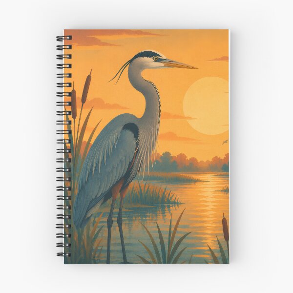 Item preview, Great Blue Heron at Sunset - Wetland Wading Bird Art designed and sold by Neurospicy Trolls.