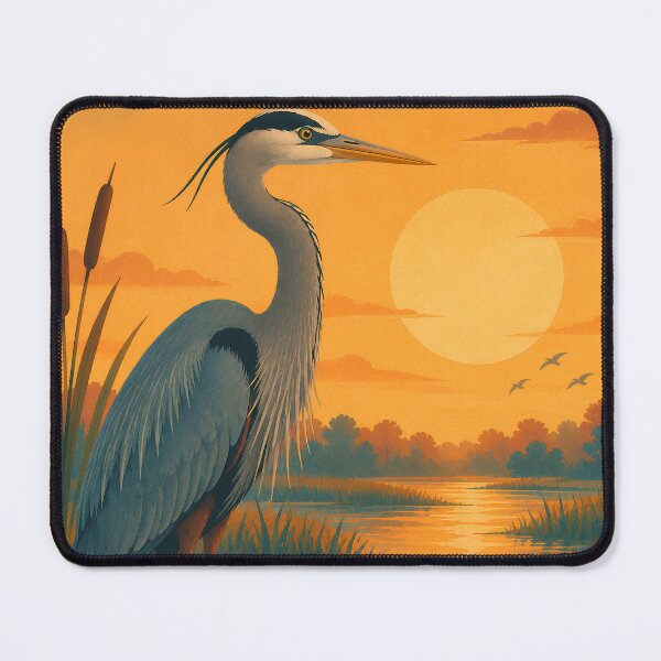 Item preview, Great Blue Heron at Sunset - Wetland Wading Bird Art designed and sold by Neurospicy Trolls.