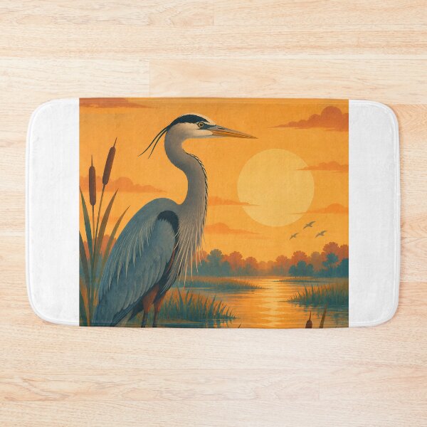 Item preview, Great Blue Heron at Sunset - Wetland Wading Bird Art designed and sold by Neurospicy Trolls.