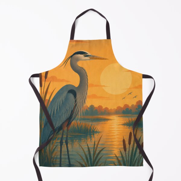 Item preview, Great Blue Heron at Sunset - Wetland Wading Bird Art designed and sold by Neurospicy Trolls.