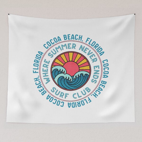 Item preview, Cocoa Beach Florida Surf Club Retro Sunset Wave Badge Design designed and sold by DonnaRaine.