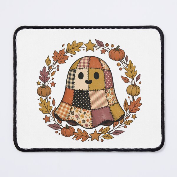 Item preview, Cute Patchwork Autumn Ghost in Fall Wreath designed and sold by abdelski.