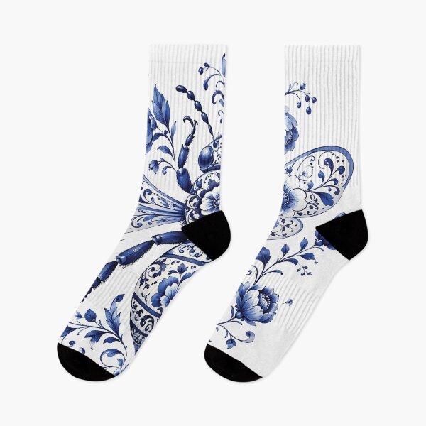 Item preview, Blue and White Floral Bee – Elegant Porcelain Inspired Bumblebee Illustration, Cobalt Botanical Insect Art, Vintage Folk Flowers & Nature Lover Design designed and sold by Gold Turtle  Lina.