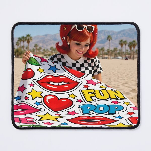 Item preview, Retro Lips Cherries and Pop Fun - 60s Pop Art Beach designed and sold by Ela Art Space .