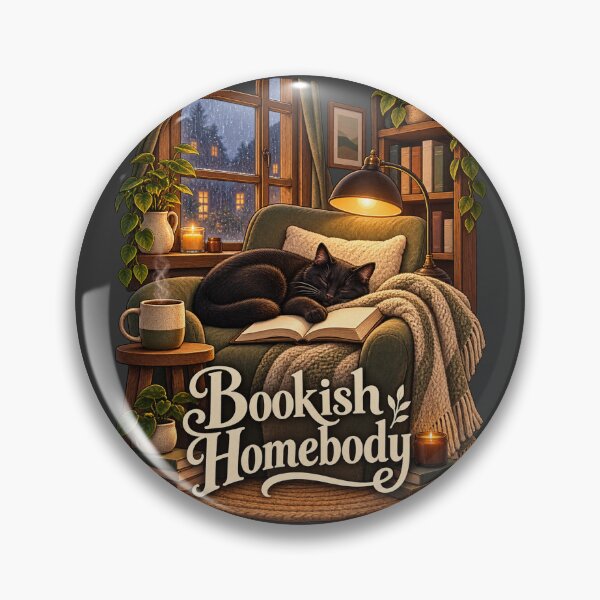 Item preview, Bookish Homebody — Black Cat Reading designed and sold by QuietNovaShop.