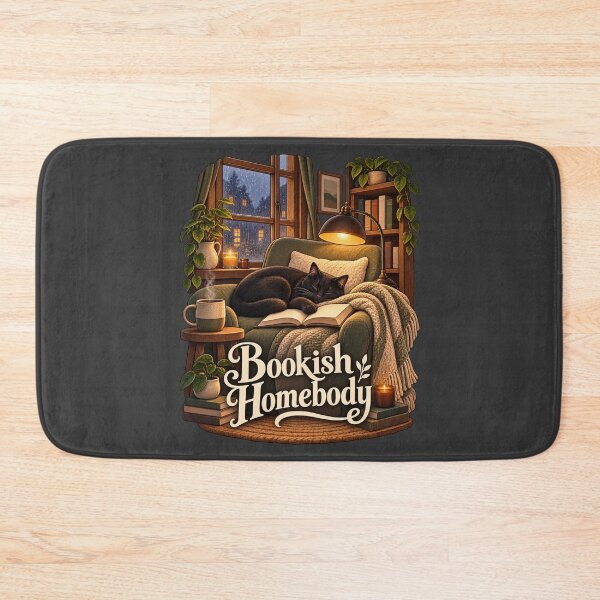 Item preview, Bookish Homebody — Black Cat Reading designed and sold by QuietNovaShop.