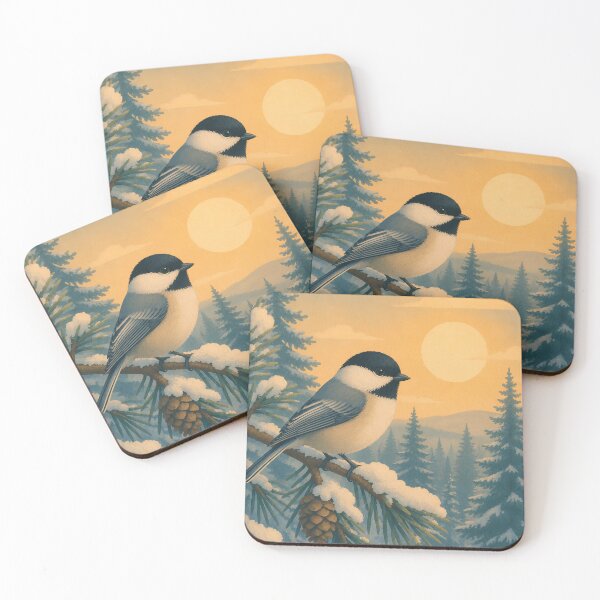 Item preview, Black-Capped Chickadee in Snowy Forest - Winter Birdwatching Art designed and sold by Neurospicy Trolls.