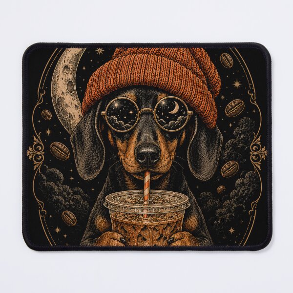 Item preview, Dachshund Dog Drinking Iced Coffee Sunglasses designed and sold by will freed18.