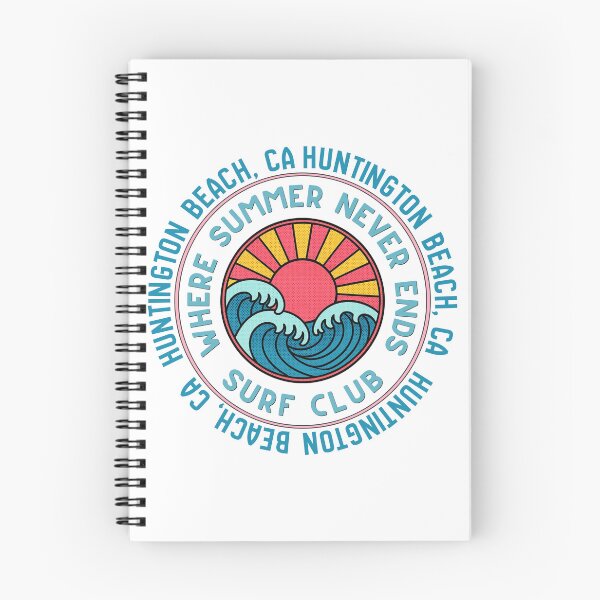 Item preview, Huntington Beach CA Surf Club Retro Sunset Wave Badge Design designed and sold by DonnaRaine.