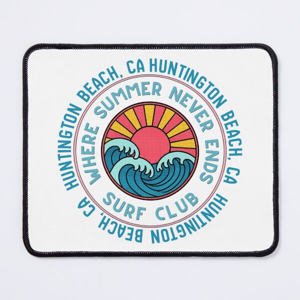 Item preview, Huntington Beach CA Surf Club Retro Sunset Wave Badge Design designed and sold by DonnaRaine.