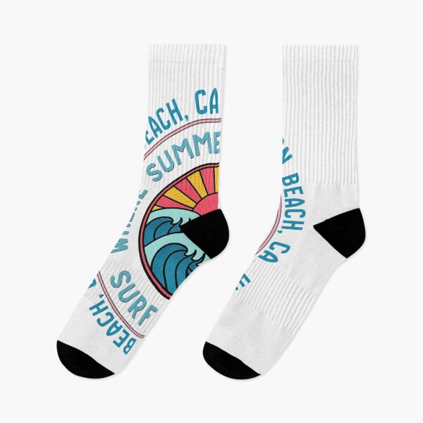 Item preview, Huntington Beach CA Surf Club Retro Sunset Wave Badge Design designed and sold by DonnaRaine.