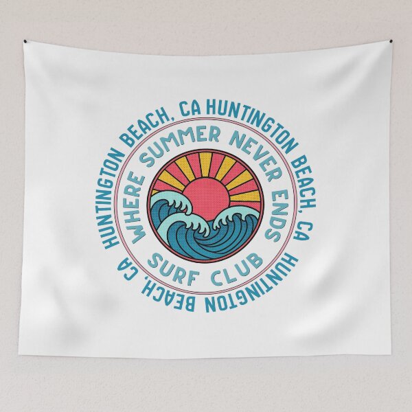 Item preview, Huntington Beach CA Surf Club Retro Sunset Wave Badge Design designed and sold by DonnaRaine.