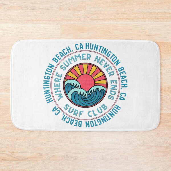 Item preview, Huntington Beach CA Surf Club Retro Sunset Wave Badge Design designed and sold by DonnaRaine.