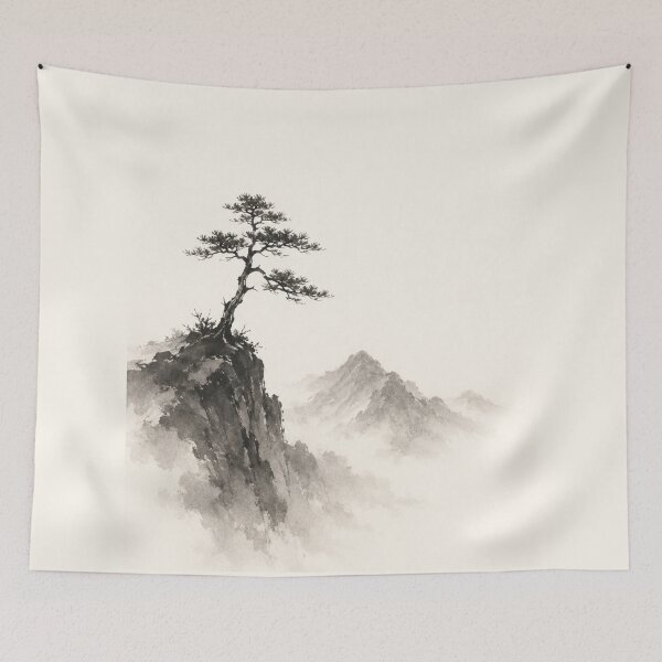Item preview, Lone Pine Sumi-e Mountain Ink Wash designed and sold by Sarcastic designs.