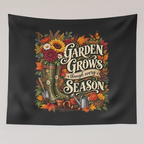 Item preview, Garden Grows Through Every Season – Autumn Gardener Design designed and sold by astersgraphics.