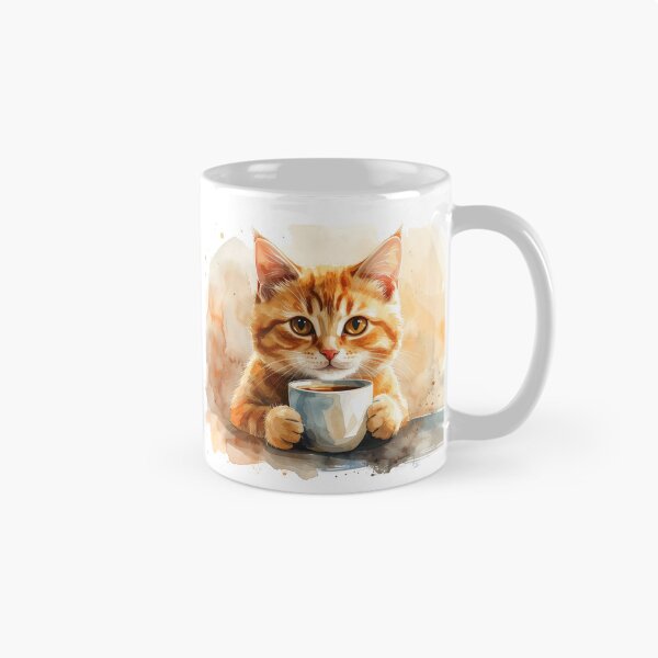Item preview, Copy of Cozy Cat Holding Warm Coffee Mug Watercolor designed and sold by BetweenForms.