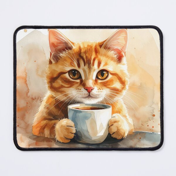 Item preview, Copy of Cozy Cat Holding Warm Coffee Mug Watercolor designed and sold by BetweenForms.