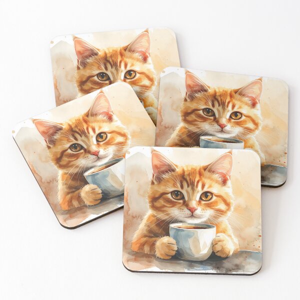 Item preview, Copy of Cozy Cat Holding Warm Coffee Mug Watercolor designed and sold by BetweenForms.