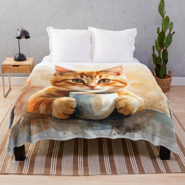 Item preview, Copy of Cozy Cat Holding Warm Coffee Mug Watercolor designed and sold by BetweenForms.