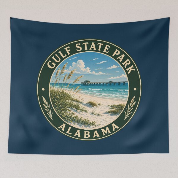 Item preview, Gulf State Park Alabama Illustration Travel Art Badge designed and sold by KrisSidDesigns.