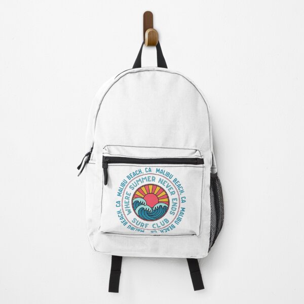 Item preview, Malibu Beach CA Surf Club Retro Sunset Wave Badge Design designed and sold by DonnaRaine.
