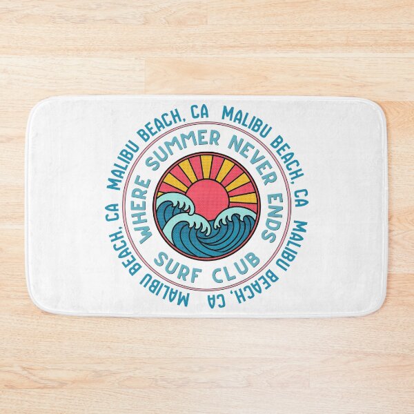Item preview, Malibu Beach CA Surf Club Retro Sunset Wave Badge Design designed and sold by DonnaRaine.
