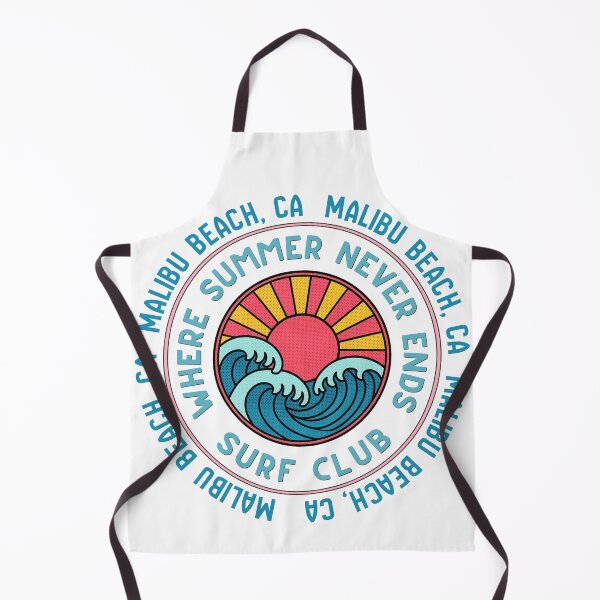 Item preview, Malibu Beach CA Surf Club Retro Sunset Wave Badge Design designed and sold by DonnaRaine.