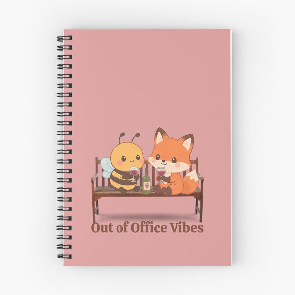 Item preview, Out of Office Vibes Cute Bee and Fox Drinking Wine designed and sold by Inka Moon Design.