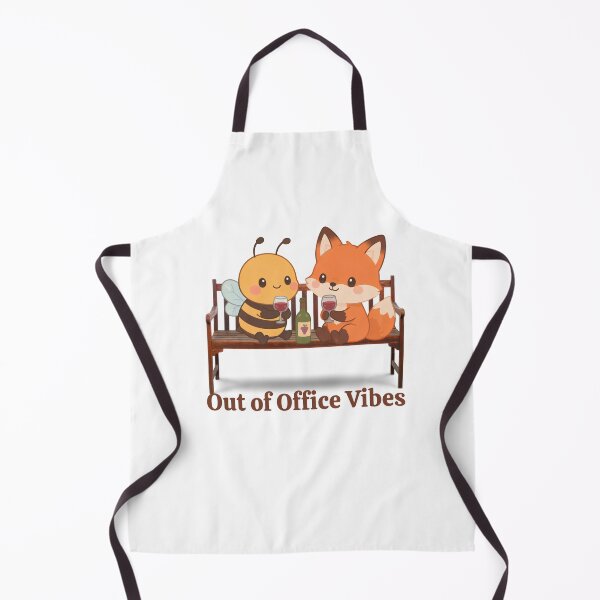 Item preview, Out of Office Vibes Cute Bee and Fox Drinking Wine designed and sold by Inka Moon Design.