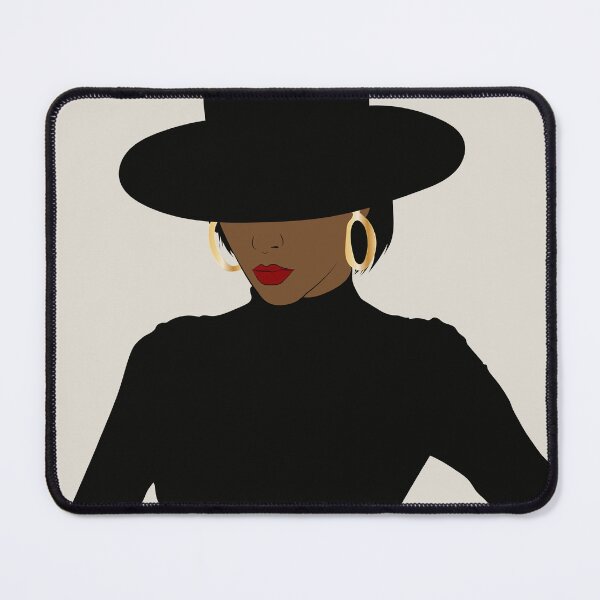 Item preview, Golden Noir – Elegant Black Woman in Wide-Brim Hat Minimalist Fashion Art designed and sold by dennaibz.